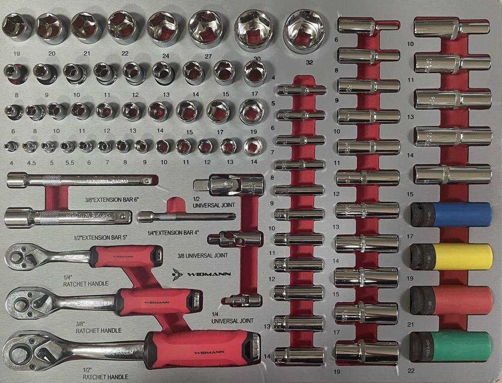 WIDMANN ULTRA PRO TOOLS 7/7 FULL DRAWERS - NEW TOOLS - RED